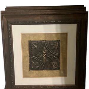 Elegant Brown and Gold Framed Wall Art